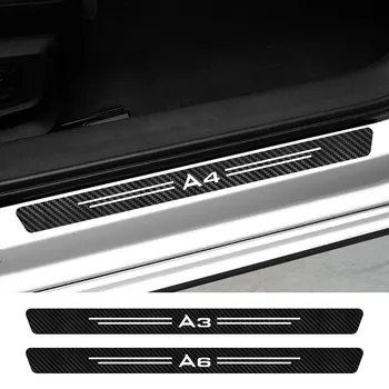 4STK Bil dørtærskel Pedal Scuff Plate Klistermærker Til Audi A3 8P S3 8V A4 B8 A5 A6 B6 C6 C5-C7 Q2 Q3 Q5 Q7 TT Auto Tilbehør