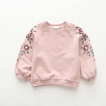 2019 Spring Nye børnetøj koreanske Piger Retro Trykt Blomster Broderi langærmet T-shirt Baby Drenge Piger Sweater