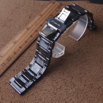Poleret sort Watchbands 20mm 21mm 22mm 23mm 24mm ren Mode keramiske Ur Band Rem Mænd Sølv spænde Armbånd Udskiftning