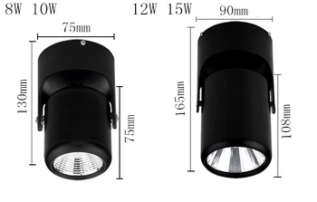 Hvid Sort Dæmpbar Roterende LED Downlights Overflade Monteret Justering COB AC85-265V 8W 10W 12W 15W LED Loft Lampe Spot light