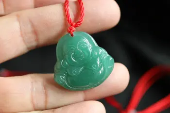 10 Dejlig Naturlig Jade Vedhæng Halskæde Stor-Mave-Buddha Healing med Rød Snor Gratis Fragt !!
