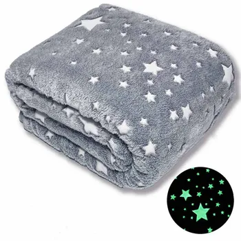 WOSTAR Super blød flannel nat fluorescerende tæppe voksne børn gave vinter varm plys magiske smide tæppe til seng, sofa sengetæppe