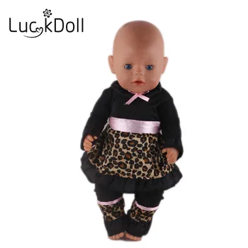LUCKDOLL Leopard Syning, Tøj Passer 18 Tommer Amerikanske 43 cm Baby Doll Tøj, Tilbehør,Piger Legetøj,Generation,Fødselsdag, Gave,