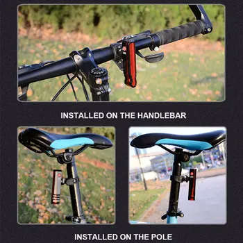 X-TIGER Cykel baglygte Laser Sikkerhed Advarsel MTB Cykel Lys USB-Genopladelige IPX5 Vandtæt Sadelpind Cykling Lommelygte