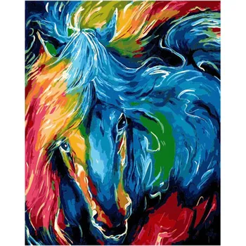 Maleri Af Numre DIY Dropshipping 40x50 50x65cm Farve maleri hest hoved Dyr Lærred Bryllup Dekoration Kunst billedet Gave
