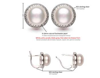 Mode 925 Sterling Sølv naturlige ferskvands-grå Perle øreklips For Kvinder Bryllup Fødselsdag Vintage perle Øreringe