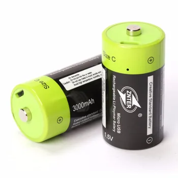 2stk ZNTER Størrelse C 1,5 V 3000mAh Genopladeligt Lithium-Polymer-Batteri, der Opkræves af Mikro-USB-Kabel-Drop shipping