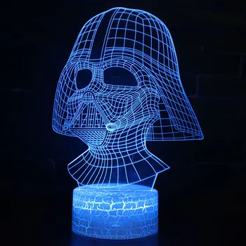 Star Wars Darth Vader Anime Figur Akryl 3D-Illusion LED-Lampe Farverige NightLight Død Stjerne Maske Yoda Model Legetøj, Barn Gave