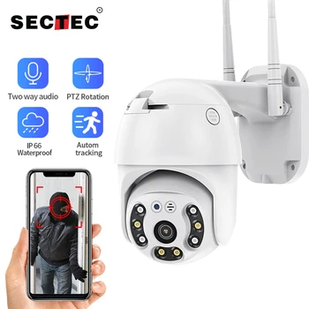 SECTEC 4G-Kamera WIFI 2MP 1080P PTZ-Kamera Kuppel Trådløse GSM SIM-Kort IP Sikkerhed Kamera Udendørs CCTV P2P-IR Night Vision 30M