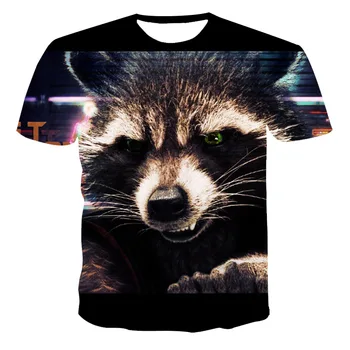 Sommeren Nye 3D-kortærmet T-shirt Rocket Raccoon Mode kortærmet Top Pokemon Løs Mode O-Neck Shirt Kort Ærme T-shirt, Toppe