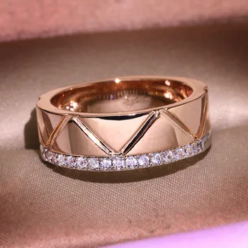 Mænd ' s Geometriske Rose Gold Line Zircon Ringe Mænd og Kvinder Ringe Vilde Smykker Nye Bryllup Smykker, vielsesringe for Par