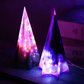 Pyramide Epoxy Harpiks Mug Night Light Holder Silikone Støbning Skimmel Håndlavet Kreative Hjem Indretning Pyramide Lys Skimmel