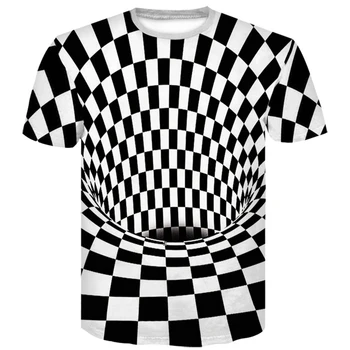 2019 sommer Sort Og Hvid Vertigo Hypnotiske Udskrivning T-Shirt Unisxe Sjove kortærmede t-Shirts Mænd/kvinder Toppe Mænds 3D-T-shirts