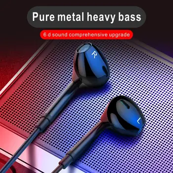 3,5 mm Hovedtelefoner 6D Hovedtelefoner HIFI Stereo Noise Cancelling Metal Heavy Bas Headset Til Xiaomi Samsung, Huawei iphone Ære