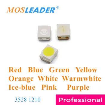 Mosleader 2000pcs 3528 LED 1210 SMD Rød Blå Grøn Gul Orange Hvid Warmwhite Ice blue Pink Lilla Kinesiske enkelt farve