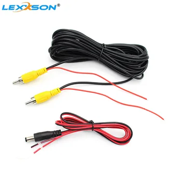 LEXXSON AV-RCA-Kabel 6M & Power Kabel Ledninger for førerspejlets Kamera med Video Udløse Wire Tilslutning Parkeringsplads Ede Skærm