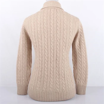 Ren cashmere ged snoet strik kvinder tyk cardigan sweater pels krave passer S-4XL engros-retail
