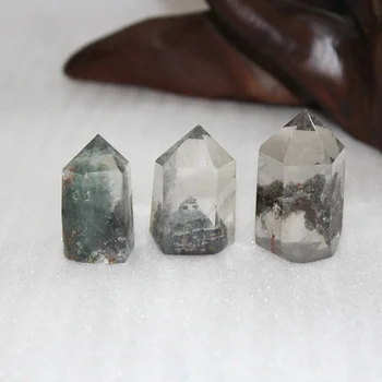 Natura lGreen Phantom Krystal Sten Seks Crystal prism kolonne Perle Sekskantet Prisme for Håndværk Reiki Enkelt punkt Afsluttet