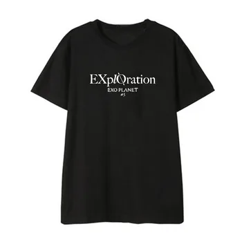 EXO Kpop Fem tour koncert PLANET#5 samme TShirt Kvinder Bomuld T-shirts Harajuku Løs Casual Short Sleeve Tee Shirt koreanske Toppe