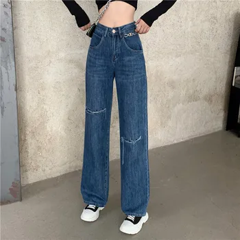 ZHISILAO Bred Ben Lige Høj Talje Jeans Kvinder Plus Size Vintage Kæreste Mødre Denim Bukser, Jeans, slidte Jeans Streetwear 2021