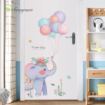Tegnefilm wall sticker elefant ballon plakat, klistermærker soveværelse indretning hjems indretning wall decor selvklæbende mærkat room dekoration