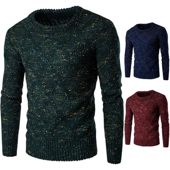 Vinter Sweater Mænd Solid Farve Trøjer Varmt Afslappet Strikkede Pullovers