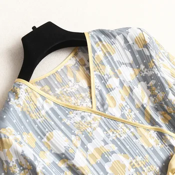 Sommer-To Stykke Tøj 2020 Nye Mode Dame V-Hals og Print Chiffon Bluse og Bukser, der Passer Matchende Sæt Casual Twinset
