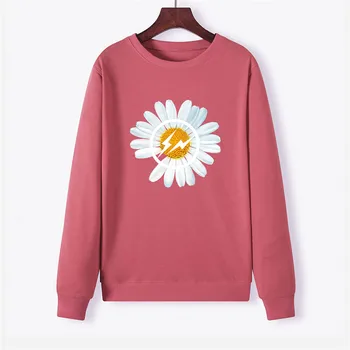 Lille Daisy Print Sweatshirt Kawaii Hættetrøjer Kvinder Top Tøj Pullover Hoody Kvinder Vinteren Kvinders Hættetrøjer Fuld Ærme Hættetrøje