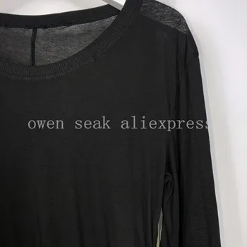 Owen seak Mænd Bunden shirt, Bomuld, Gotisk Stil Mænds Tøj, Tops Tees Sommeren Kvinder Tees Sort Lang T-Shirt Størrelse XL