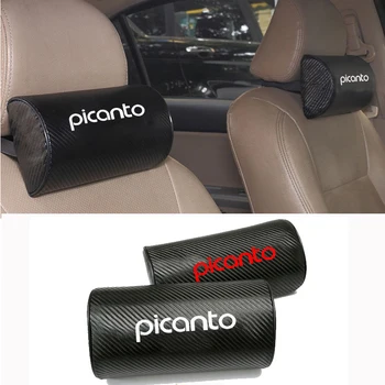 Kia Picanto-Carbon-Fiber Struktur PU læder Bil Hovedstøtte Pad Bil Hals Pude Biler Accesorios
