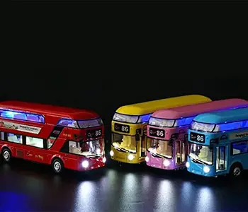 Dobbeltdækker Bus Turist Lukkede Top Støbt med Lys, Lyde og Oplukkelige Døre, 1:32 Dobbeltdækker Bus Toy