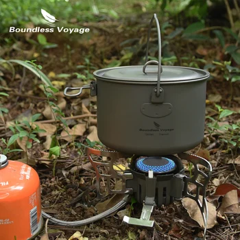 Grænseløse Rejse Titanium Hængende Pot Ultralet Camping Cup Skål med sammenklappeligt Håndtag Køkkengrej til Madlavning kit med 0,8 L/0.9 L/1,3 L/2.9 L