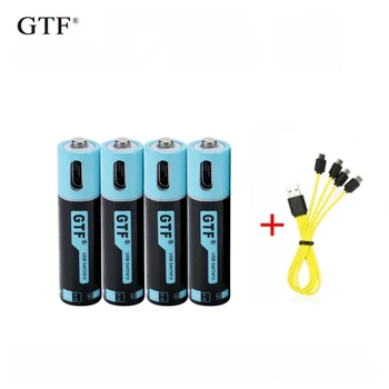 GTF kapacitet 1,5 V 450mAh AAA li-ion Batteri 675mwh li-polymer med USB-genopladelige lithium usb-batteri + USB kabel