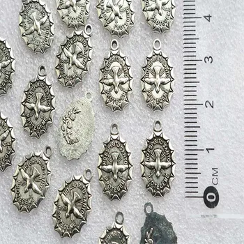 100 Stykker / Mini Religiøse Vintage Fredsdue Charme Medaljon Smykker, Katolske Fredsdue Fugl Vedhæng