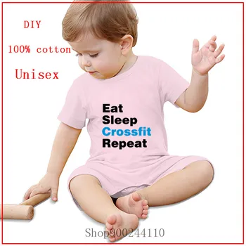 Eat Sleep Crossfit Gentage udskrivning Baby Bodyer Bomuld Spædbarn Body Korte Ærmer Buksedragt Baby, Dreng, Pige Tøj Tøj mode