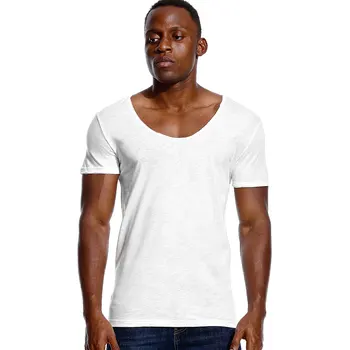 Dyb V Hals Slim Fit kortærmet T-Shirt til Mænd Low Cut Strække Vee Top, t-Shirts Mode Mandlige Tshirt Usynlige Afslappet Sommer