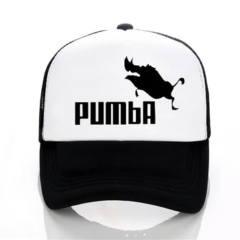 Mænd og kvinder homme Pumba Baseball caps Casual brev print Tegnefilm hat sommeren justerbar Mesh trucker cap