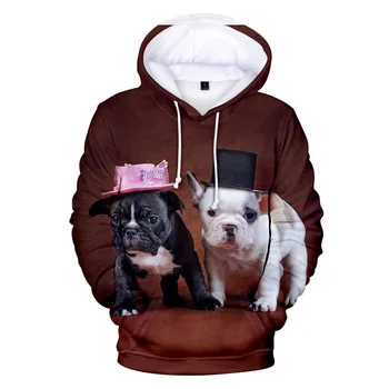 Fransk Bulldog Hoodies for Herre Mode Afslappet Vinter Hoodie Fuld 3D Print Søde Hund Brand Design Dame Sweatshirts Hoody