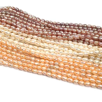 Naturlige Ferskvands Perle Perlebesat Ris form Isolation Punch Løse Perler Til smykker at gøre DIY-Halskæde og Armbånd Tilbehør