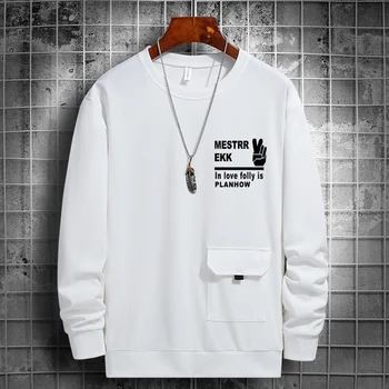 Mænd Hooded Sweatshirt 2020 Nye Casual Solid Pullover Brev Udskrivning Herre Hip Hop Streetwear Træningsdragt O-Hals Hættetrøjer