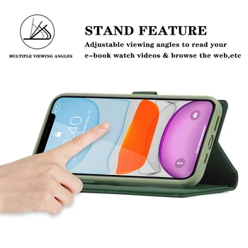 Elegant Fleksible Flip Wallet Phone Case for IPhone-11 Pro Max antal 6S 6 7 8 SE2020 Stand Holder Læder Cover Til iPhone Mini 12