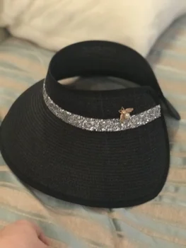 01905-fu58666 nye sommer skinnende diamant båndet uden halm dame solen cap kvinder fritid holiday beach hat