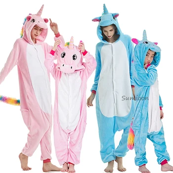 Kigurumi Onesie Børn Pijamas Unicorn Pyjamas til Drenge Piger Vinteren Dyr Panda Pyjamas Kvinder Nattøj til Teen 4 6 8 10 År