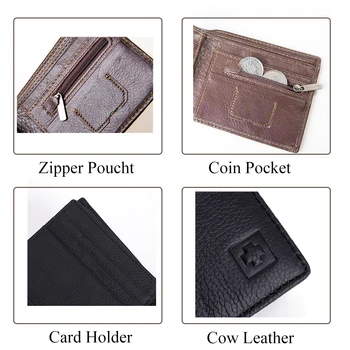 Ægte Læder Tegnebøger Mænd Fashion Kort Bifold-Wallet-RFID-Blokering Kreditkort Indehaveren Kobling Mænd Brand Business Pung R1
