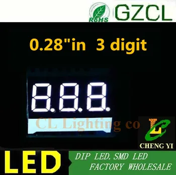 Hvid 3 Smule 0.28 tommer Digital Tube LED-Lys 7-Segment Display 22.6*10*6.1 mm Nixie tube fælles katode