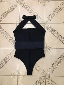 Høj Kvalitet, Sort Sexet Sequined Mode Bodycon Rayon Bandage Bodysuit