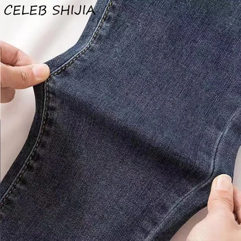 SHIJIA Mode Elastiske Jeans Til Kvinde, Single-breasted Høj Talje Grå Blå Denim Bukser Kvindelige Blyant Bukser Foråret Aummer Ny