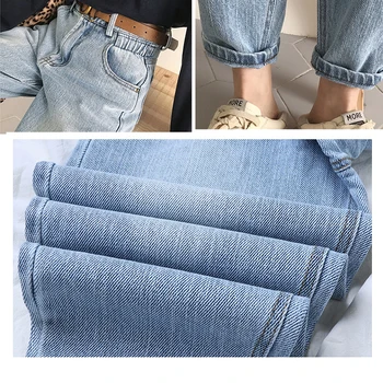 Vintage Mødre Jeans Med Høj Talje Boyfriend Jeans For Kvinder Casual Baggy Jeans Med Elastik I Taljen Foråret Lang Denim Harme Bukser Kvinde