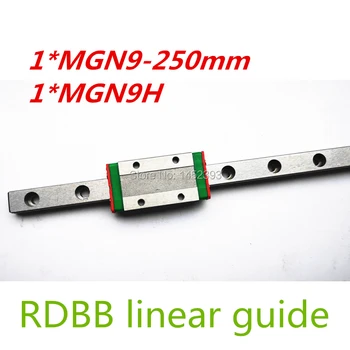 Gratis forsendelse 9mm Lineær Guide MGN9 250mm lineær rail way + MGN9C eller MGN9H Lang lineær transport til CNC-X-Y-Z-Akse