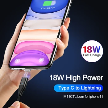 Magnetisk Type C til belysning PD 18W hurtig opladning Kabel til iPhone 12 11 Pro Max antal XS 8 Plus USB-C 60W Kabel Til Huawei Xiaomi phone